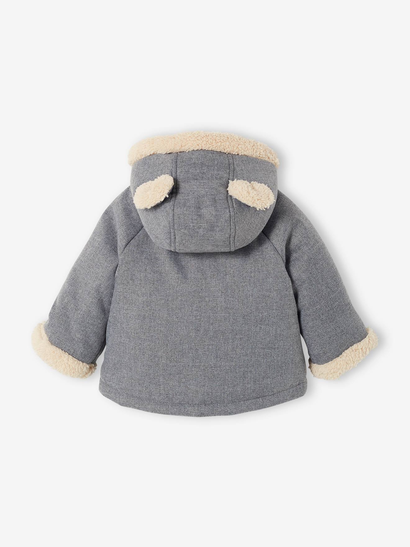 Vertbaudet Baby Wickeljacke mit Kapuze & Recycling-Polyester - grau meliert