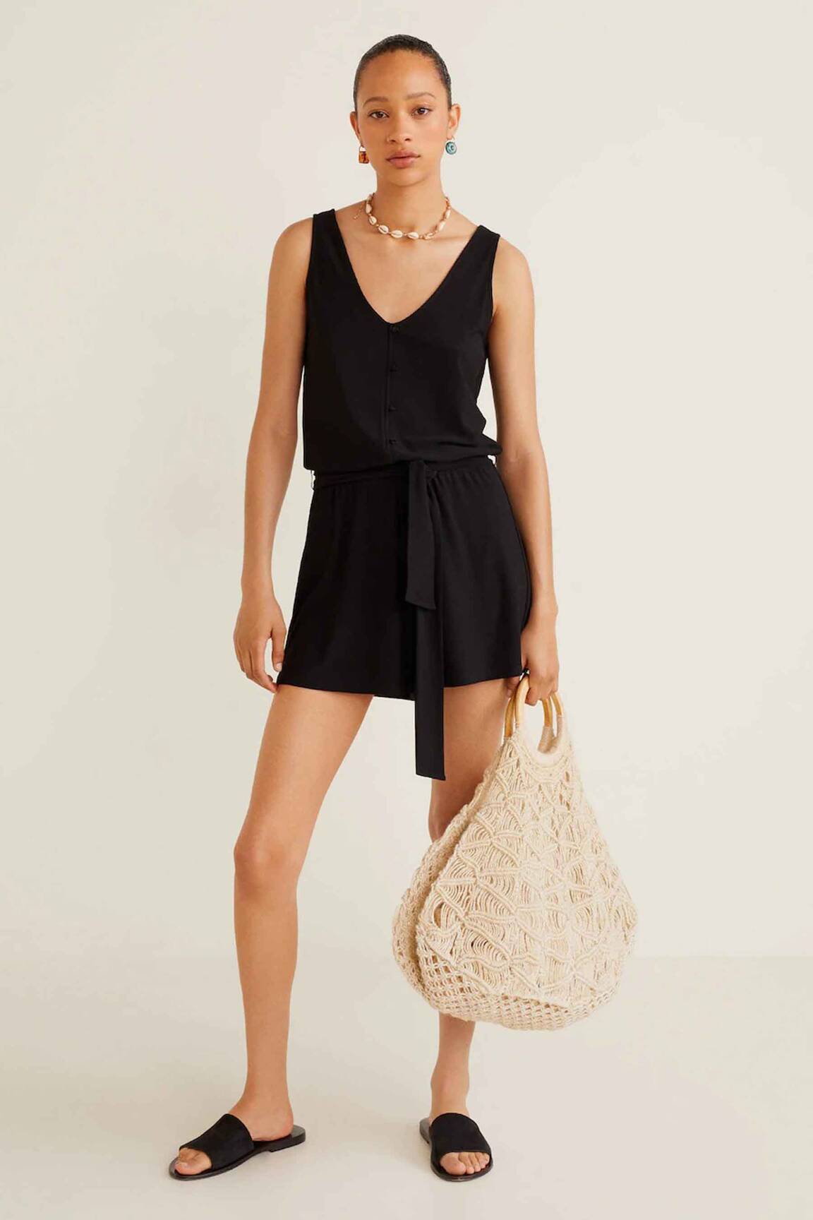 Mango Combi Shorts Femme couleur noir