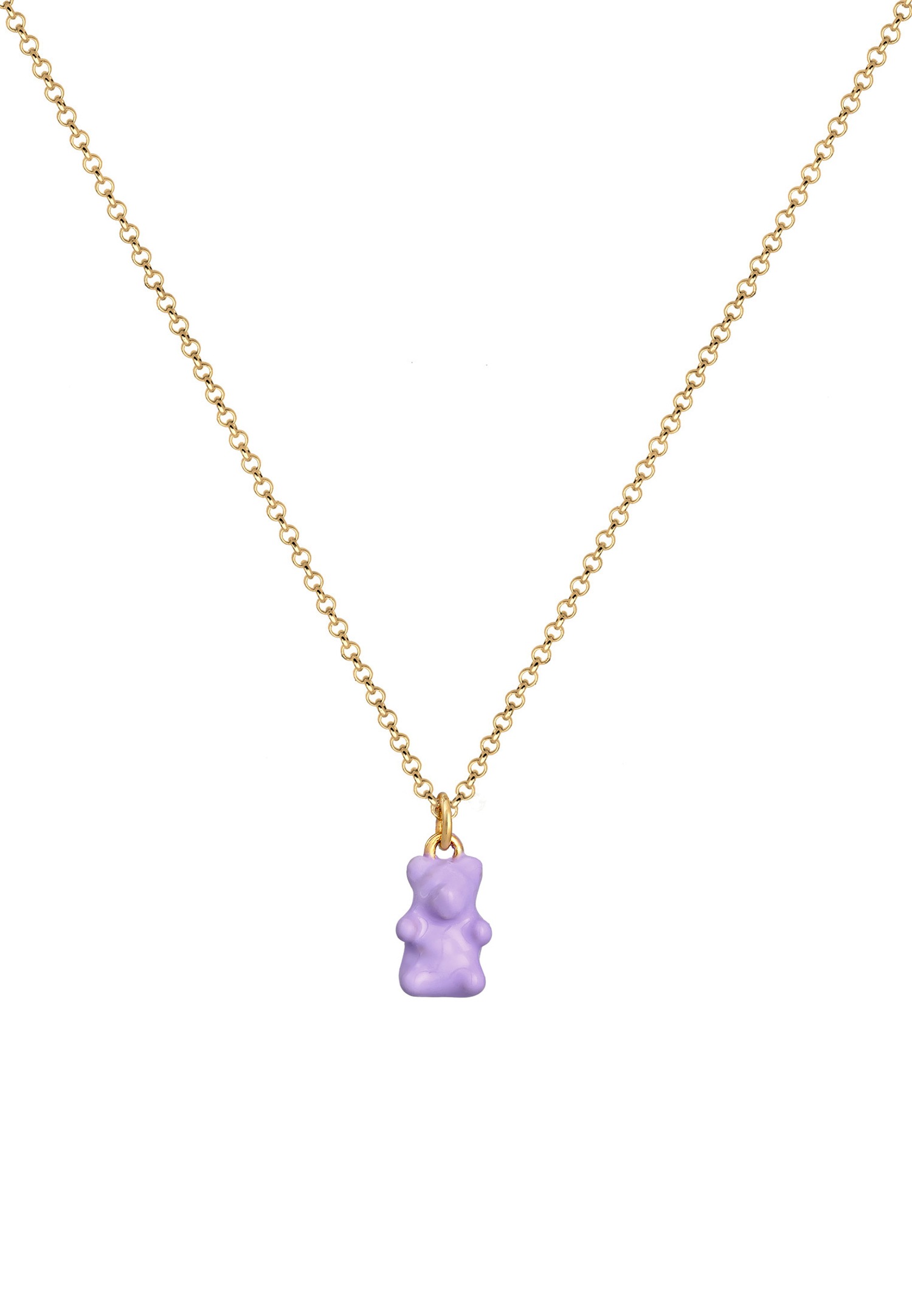Ciondolo da donna Elli a forma di orsetto trendy con smalto in argento sterling 925 placcato oro