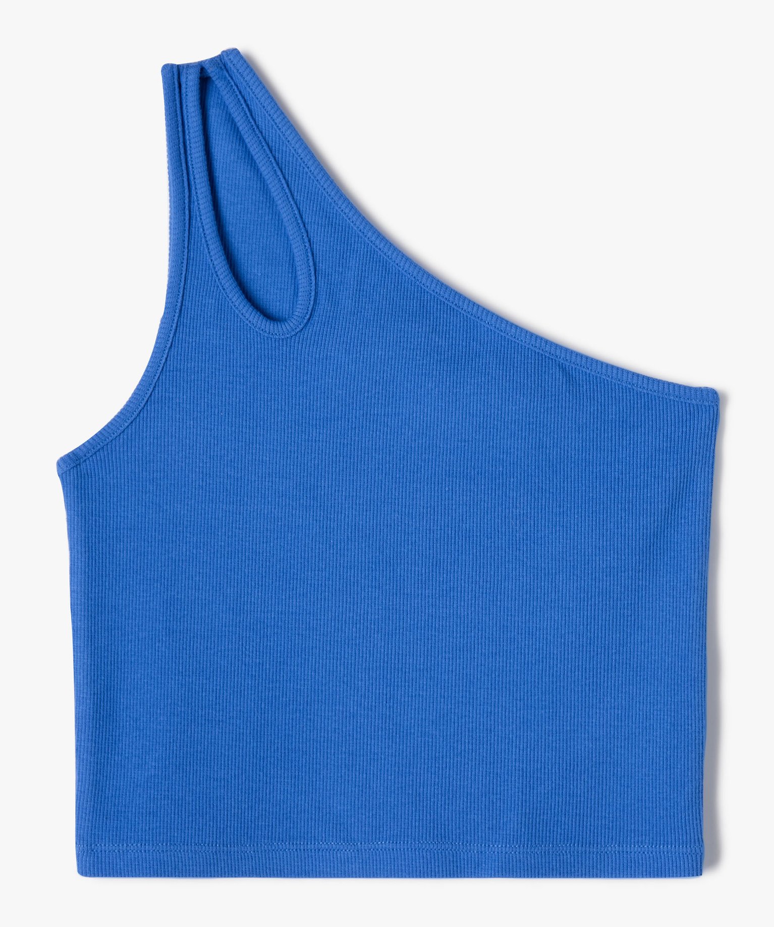 Débardeur fille coupe courte et asymétrique bleu | GEMO