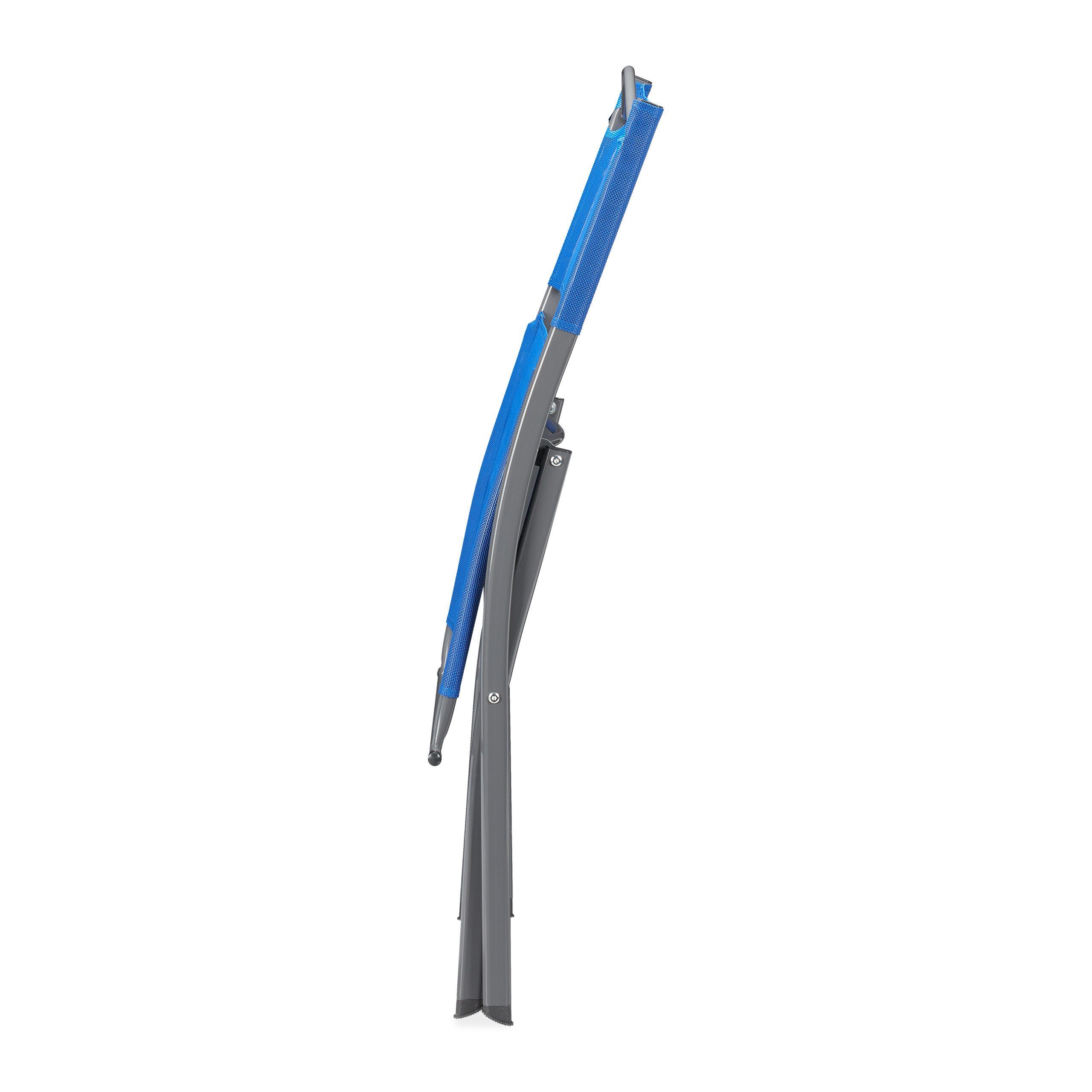 relaxdays Klappstuhl Klappbarer Gartenstuhl 2er Set blau
