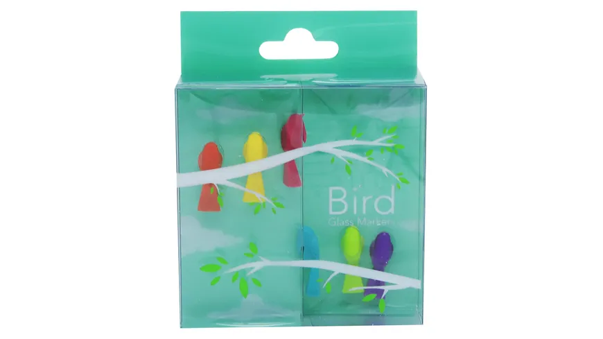 Winkee Glasmarkierer Vogel 6er Set