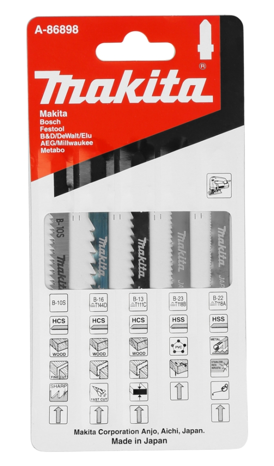 Zestaw brzeszczotów do wyrzynarki Makita Accessories A-86898. Różne 5 sztuk.