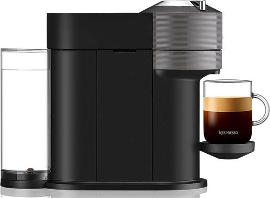 Nespresso Kapselmaschine Vertuo Next Bundle ENV 120.GYAE von DeLonghi, Dark Grey, inkl. Aeroccino Milchaufschäumer im Wert von 75,- UVP