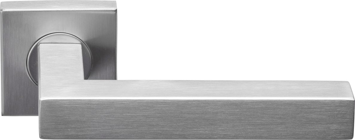 Formani 1501D065INXX0 BASICS BSQ1-G gefederter Türgriff auf quadratischer Rosette, mattes Edelstahl