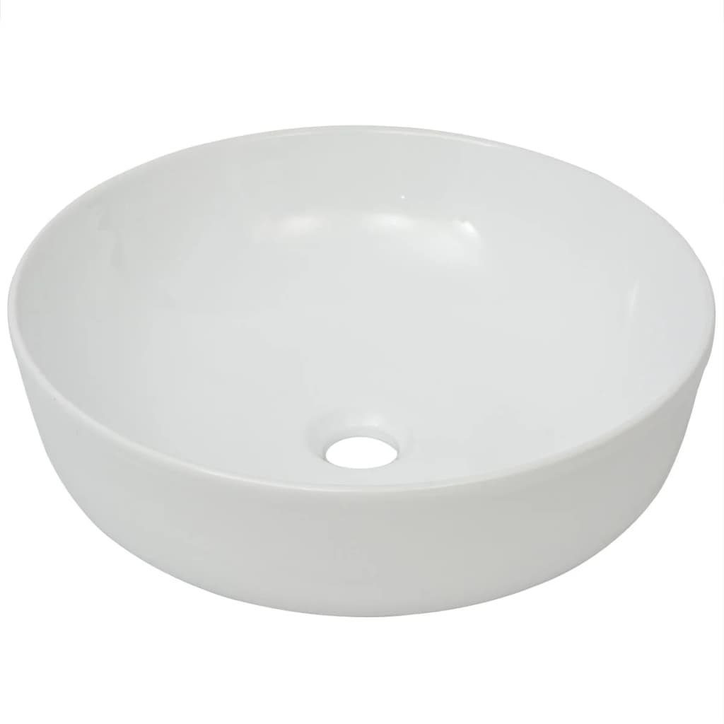 vidaXL Waschbecken Waschbecken Rund Keramik Weiß 41,5 x 13,5 cm