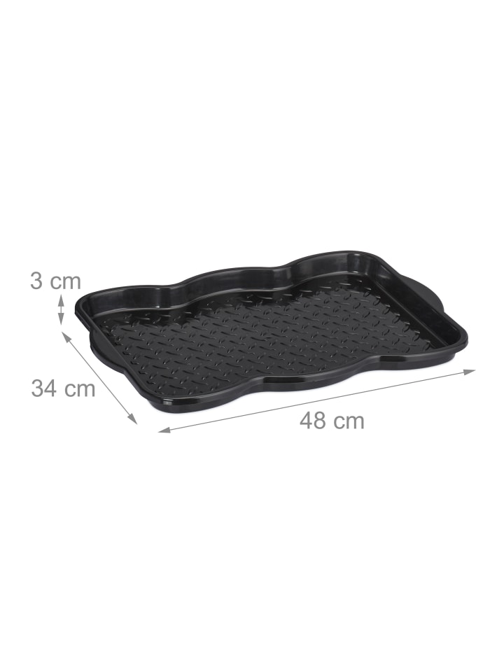 relaxdays 3 x Schuhabtropfschale in Schwarz - (B)48 x (H)3 x (T)34 cm günstig kaufen onesize