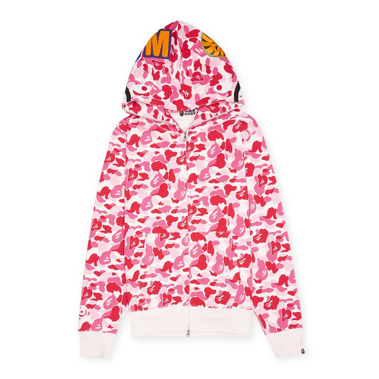A Bathing Ape ABC Camo Shark Full Zip Hoodie pink