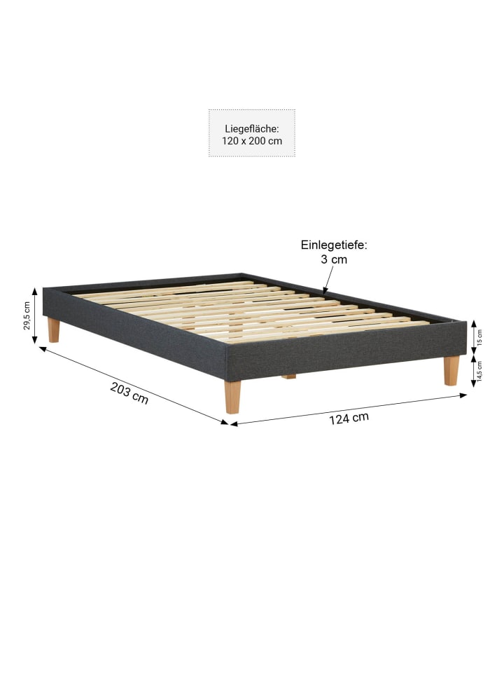 Homestyle4u Polsterbett mit Lattenrost 120x200 cm in Grau günstig kaufen