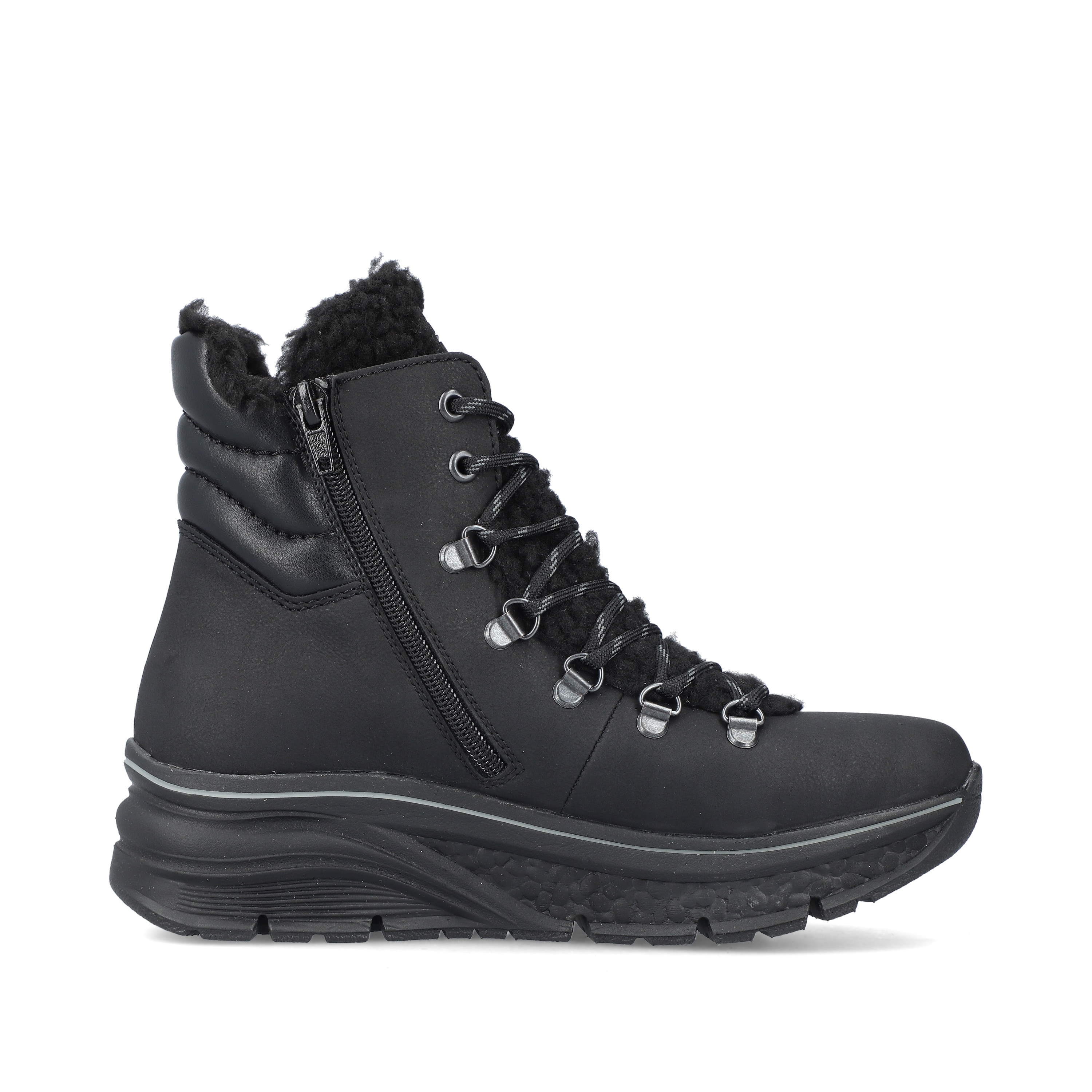Rieker Damen Schnürstiefel asphaltschwarz
