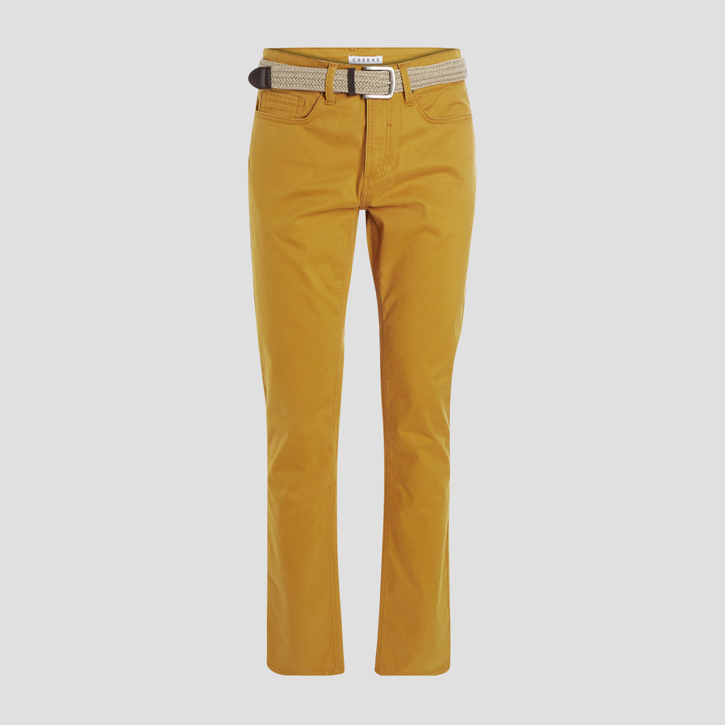 Pantalon droit avec ceinture jaune moutarde homme | La Halle