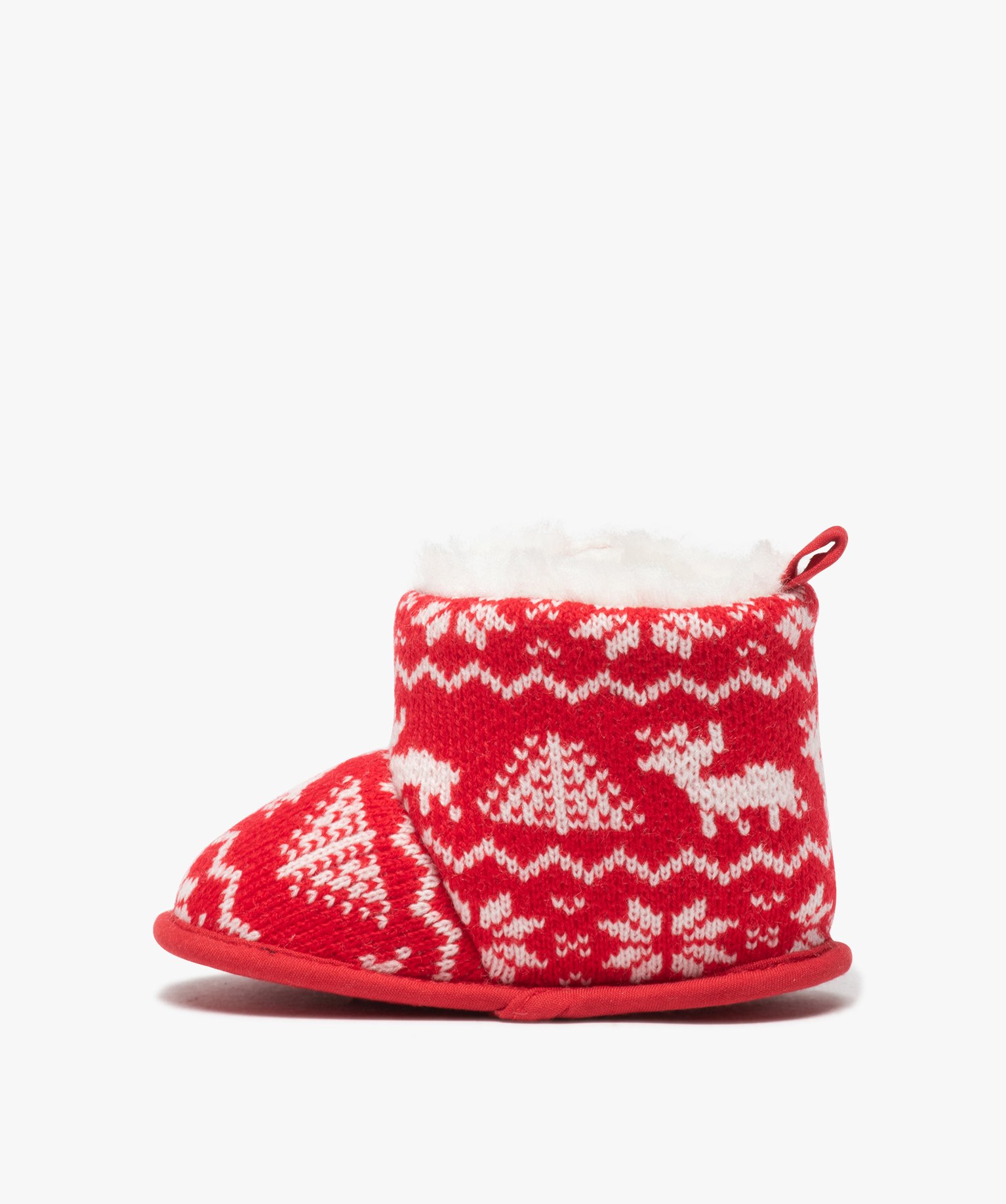 Chaussons de naissance bébé boots de Nol rouge | GEMO