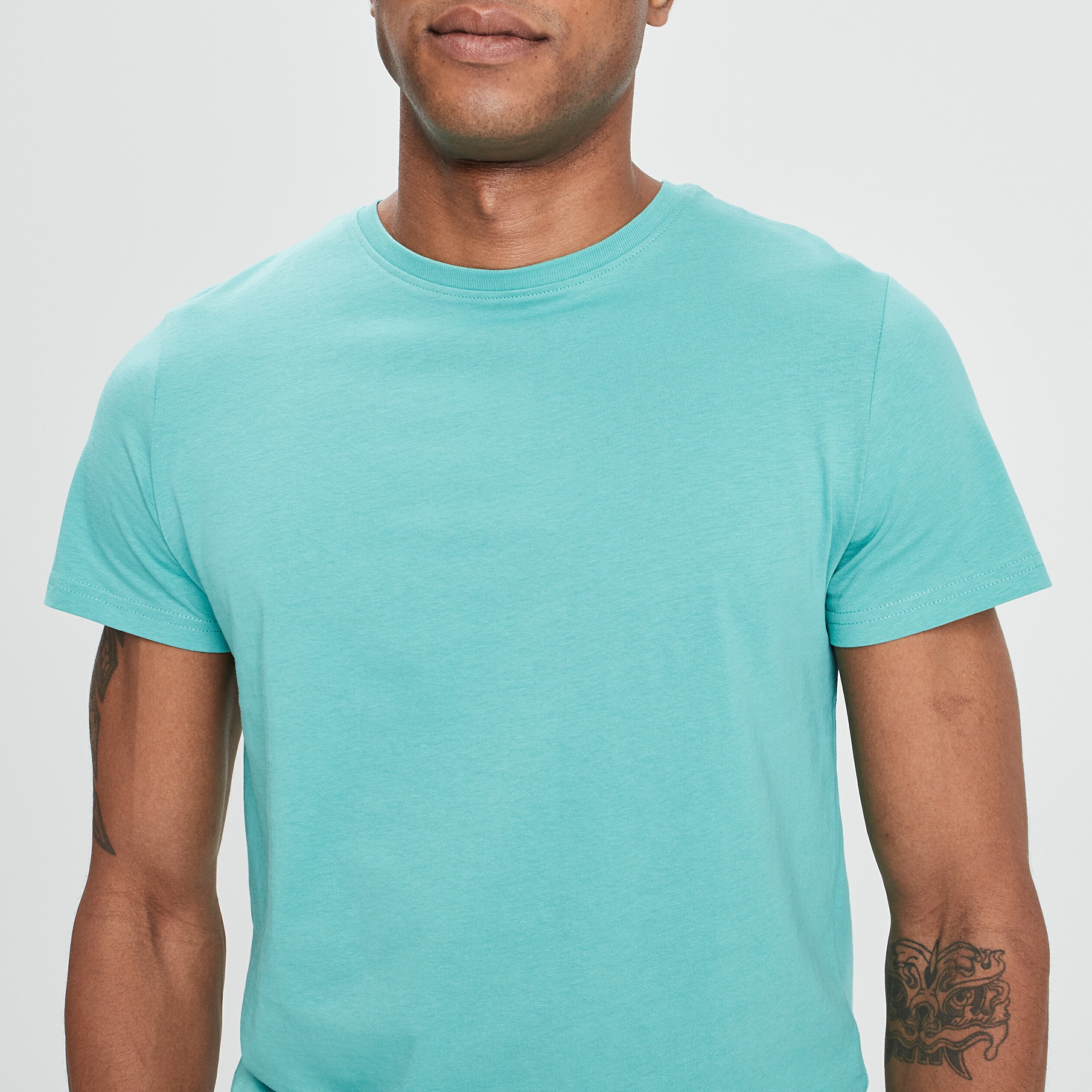 T-shirt en coton manches courtes vert turquoise homme | La Halle
