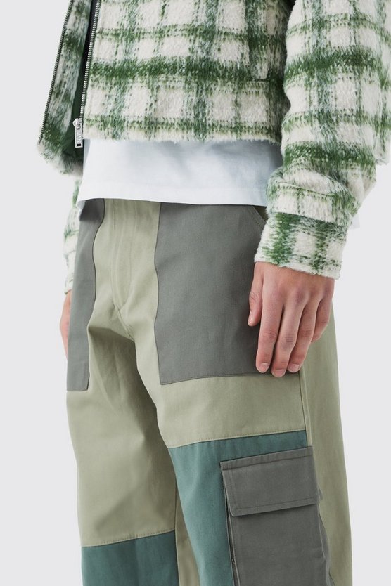 Lockere Colorblock Cargo-Hose mit Logo