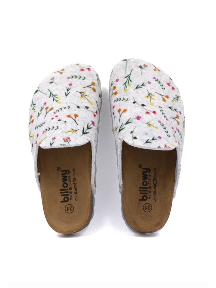 billowy Pantoletten HOME FLOWERS in grau günstig kaufen