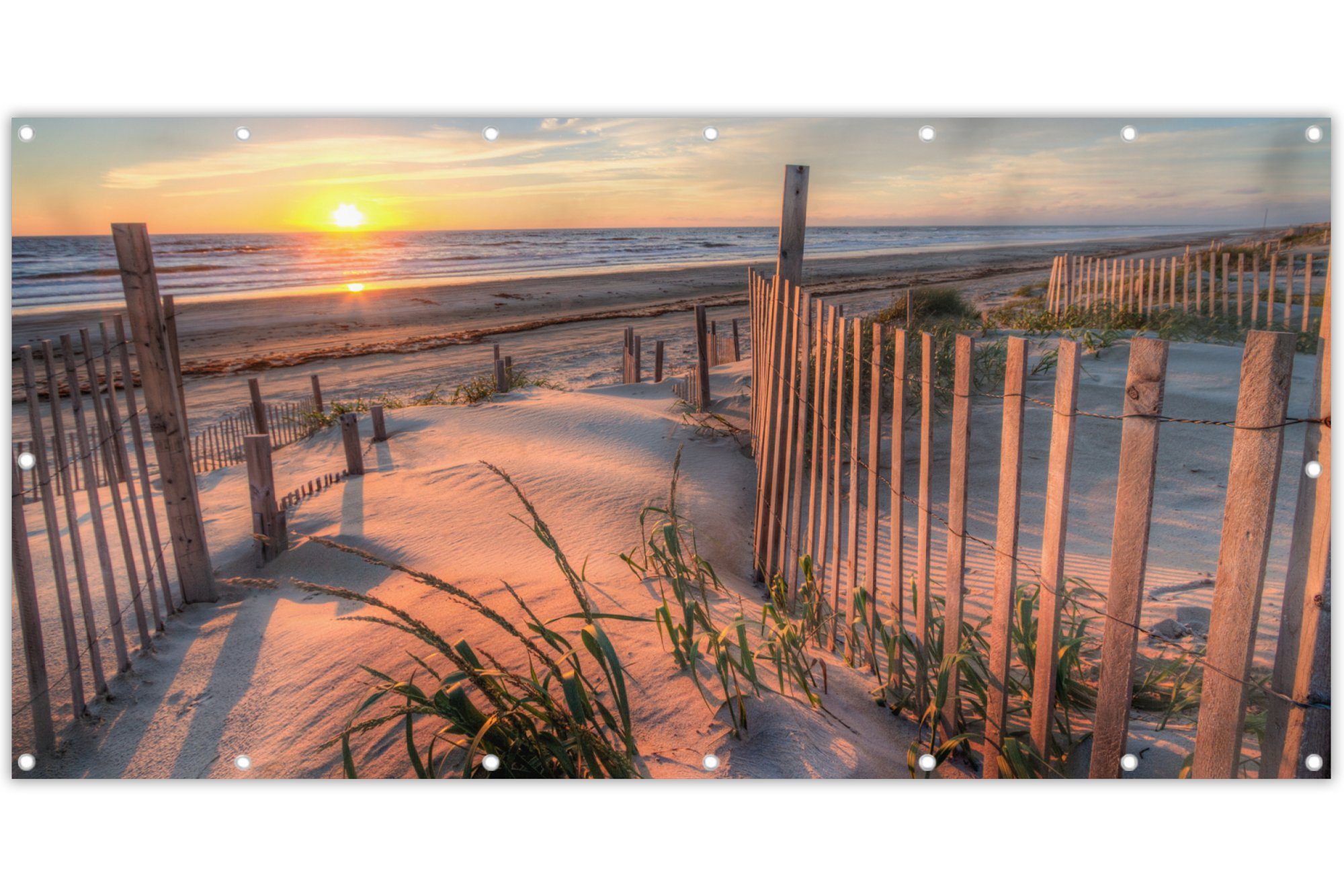 MuchoWow Balkonsichtschutz Strand - Meer - Düne - Sonnenuntergang - Landschaft (1-St) Balkonbanner, Sichtschutz für den Balkon, Robustes und wetterfest