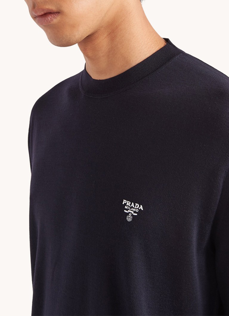Prada wool pullover with logo embroidery