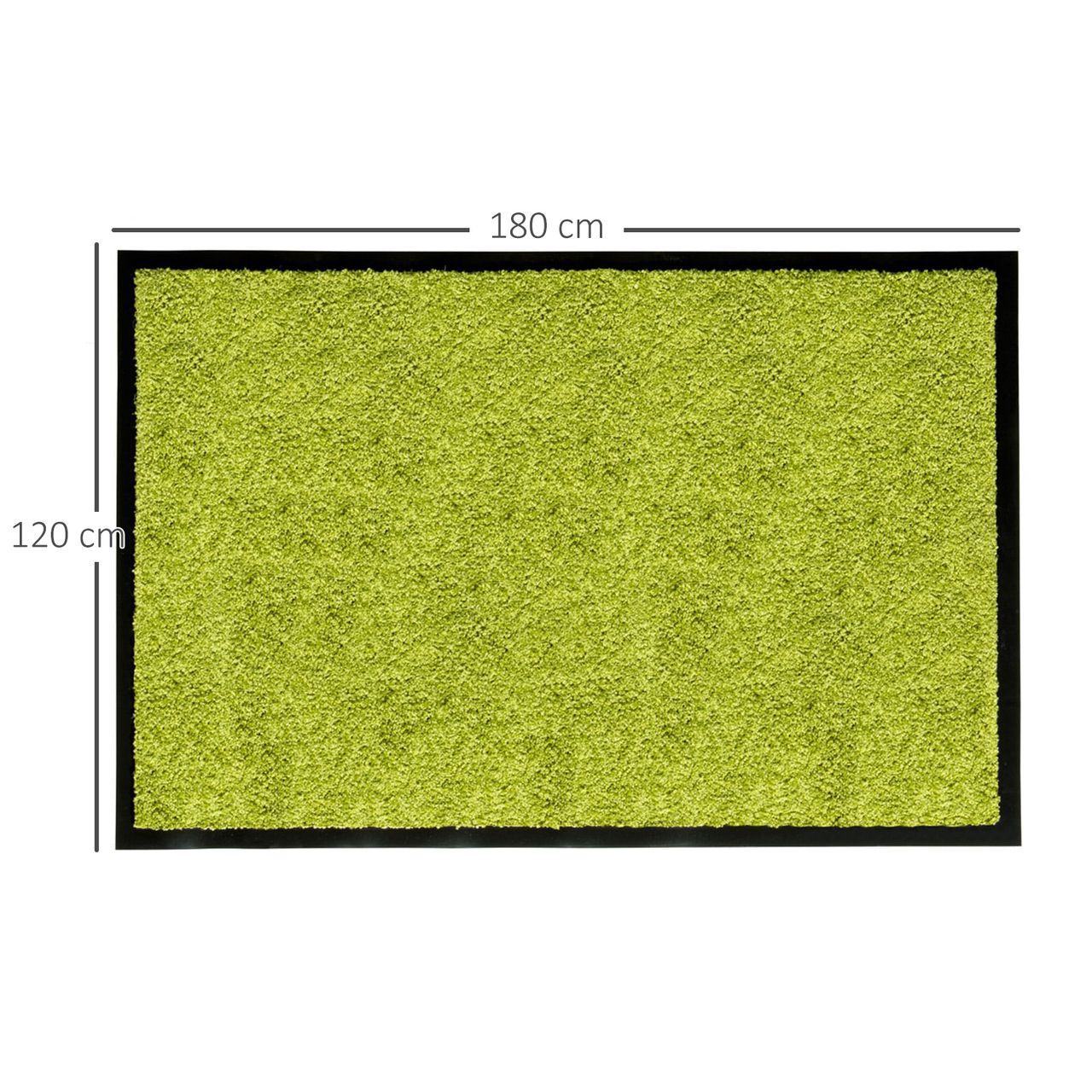 HOMCOM Fußmatte waschbar Gummiumrandung Grün 180 x 120 x 0,5 cm
