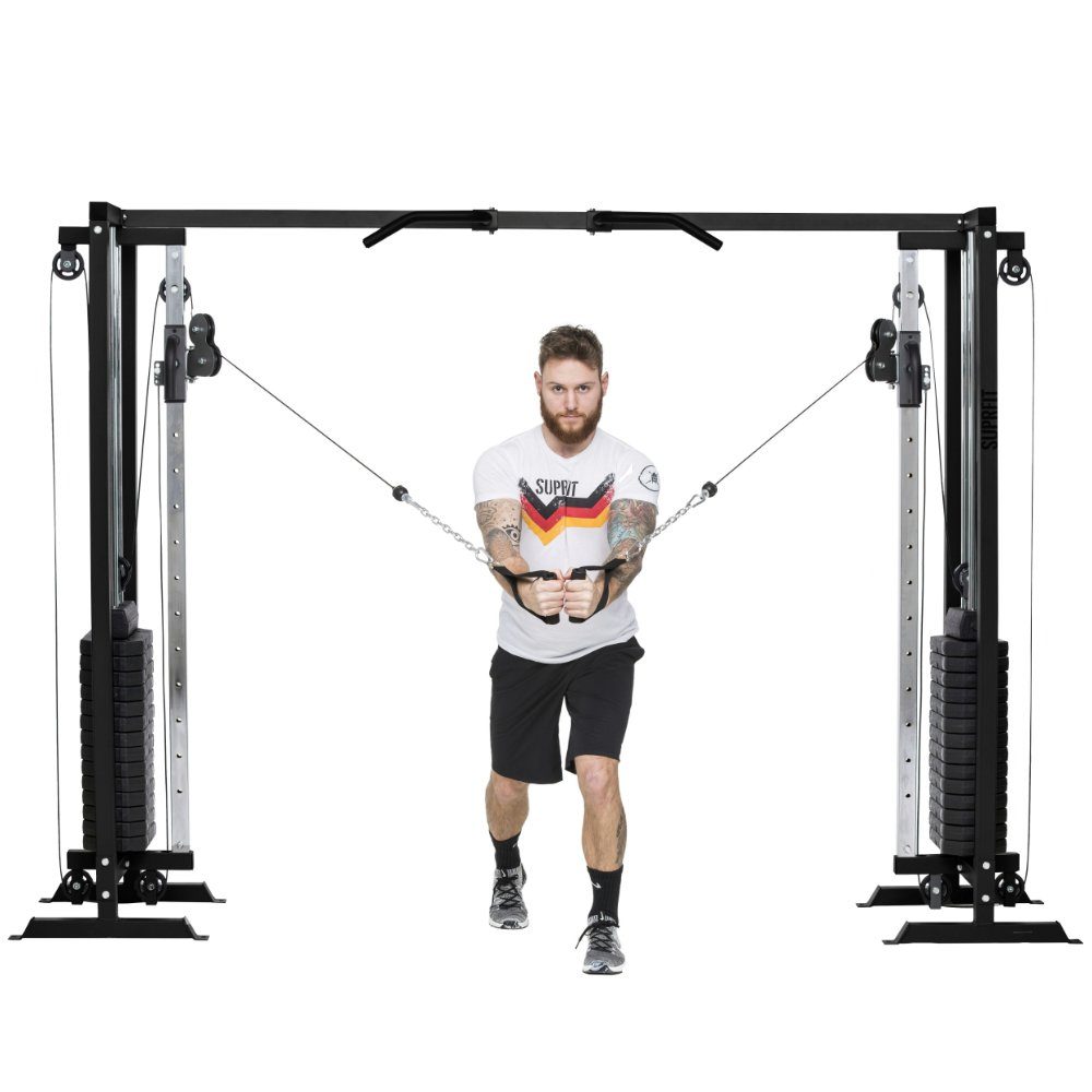 SF SUPRFIT Kraftstation Hallador Fitnessturm als Kabelzugstation Regular od. Basement Edition, inkl Gewichten bis 71kg, Regular 298x216cm, Basement Edition 298x200cm