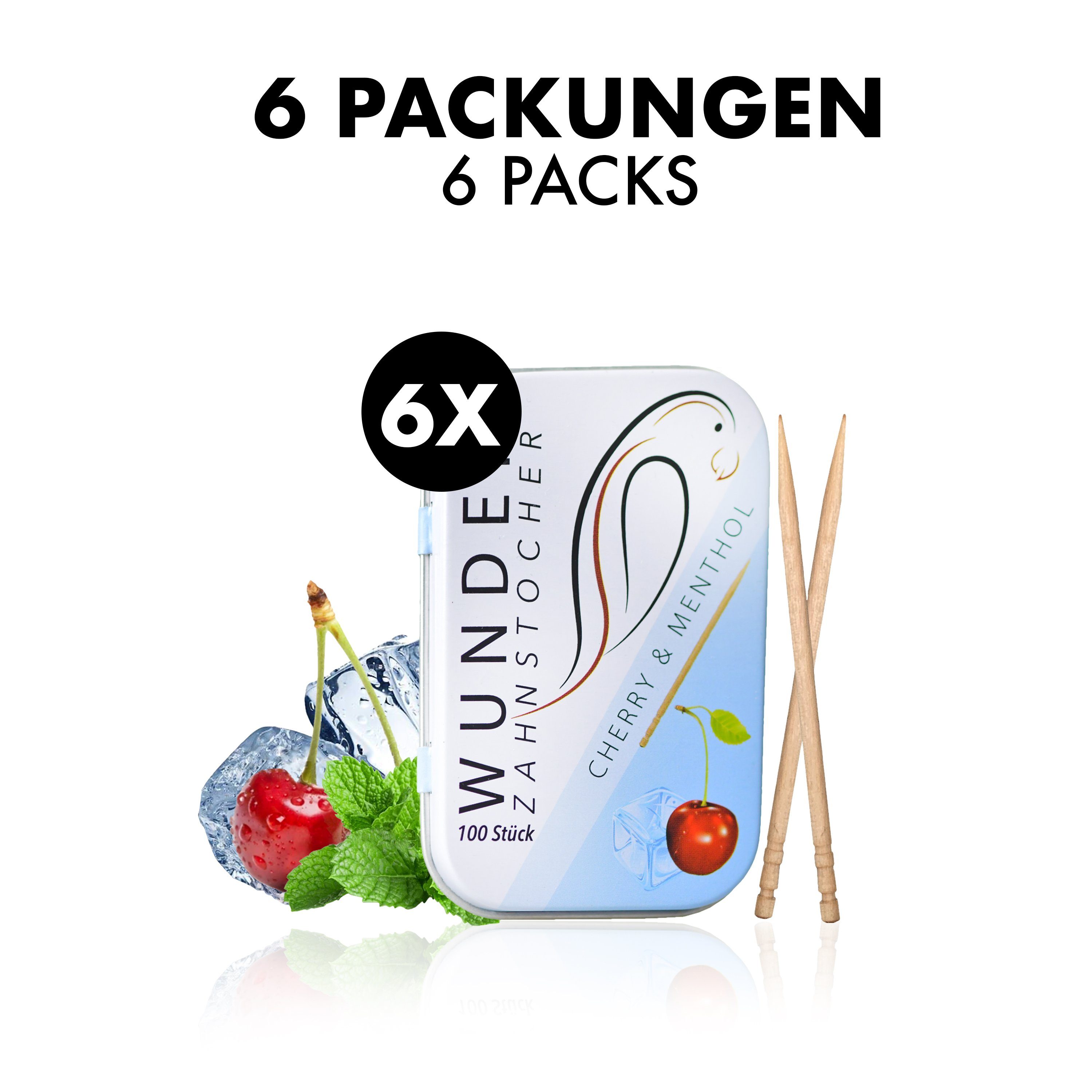 Wunder Zahnstocher Mundpflegecenter Wunder Zahnstocher Display 6er Pack Kirsch Menthol DS
