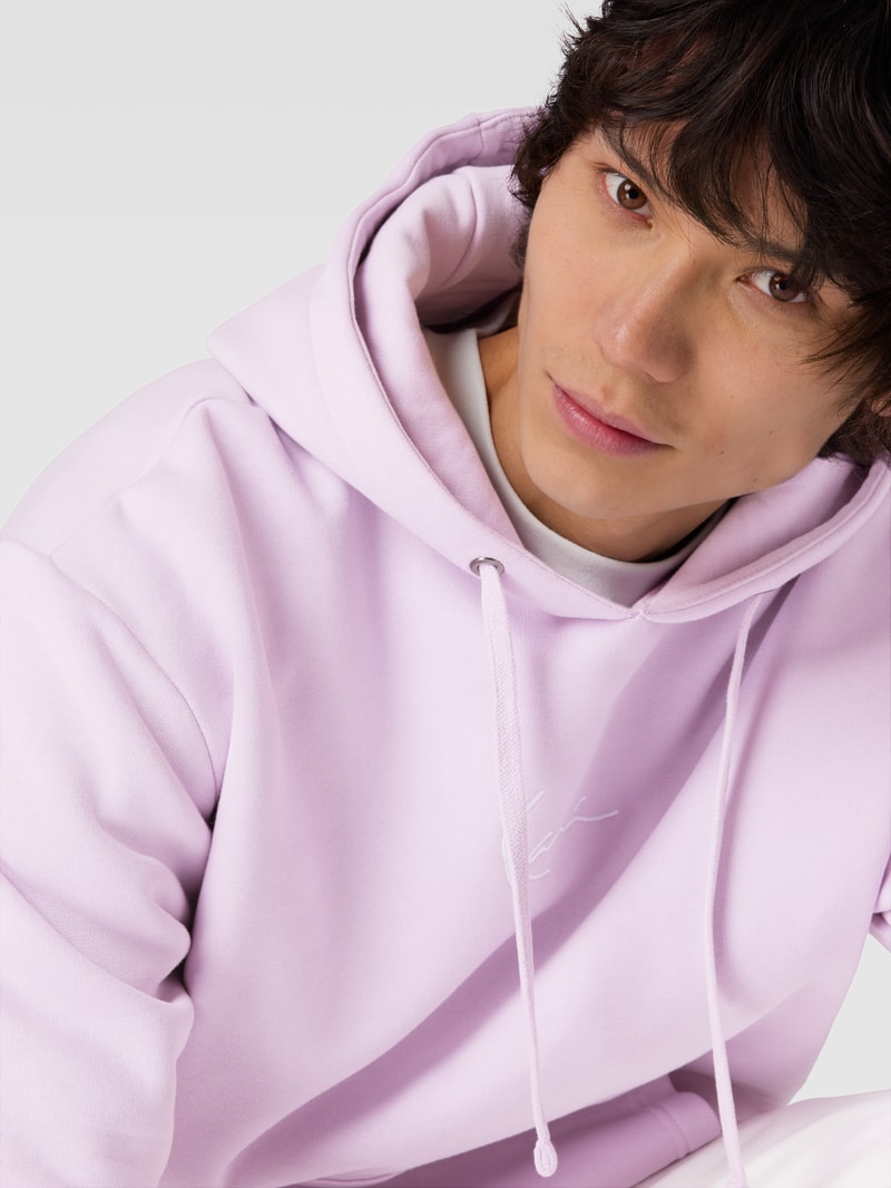 Hoodie mit Logo-Stitching in flieder