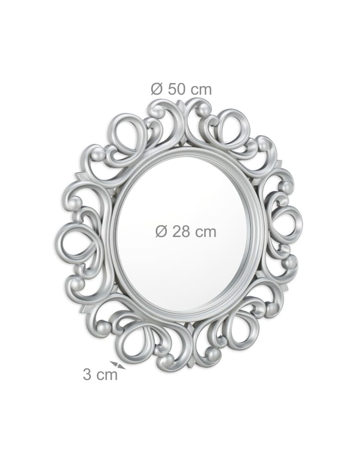 relaxdays Wandspiegel in Silber - Ø 50 cm günstig kaufen onesize