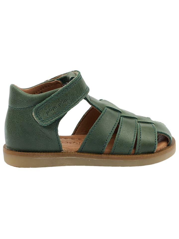 POM POM Leder-Halbsandalen in Grün günstig kaufen