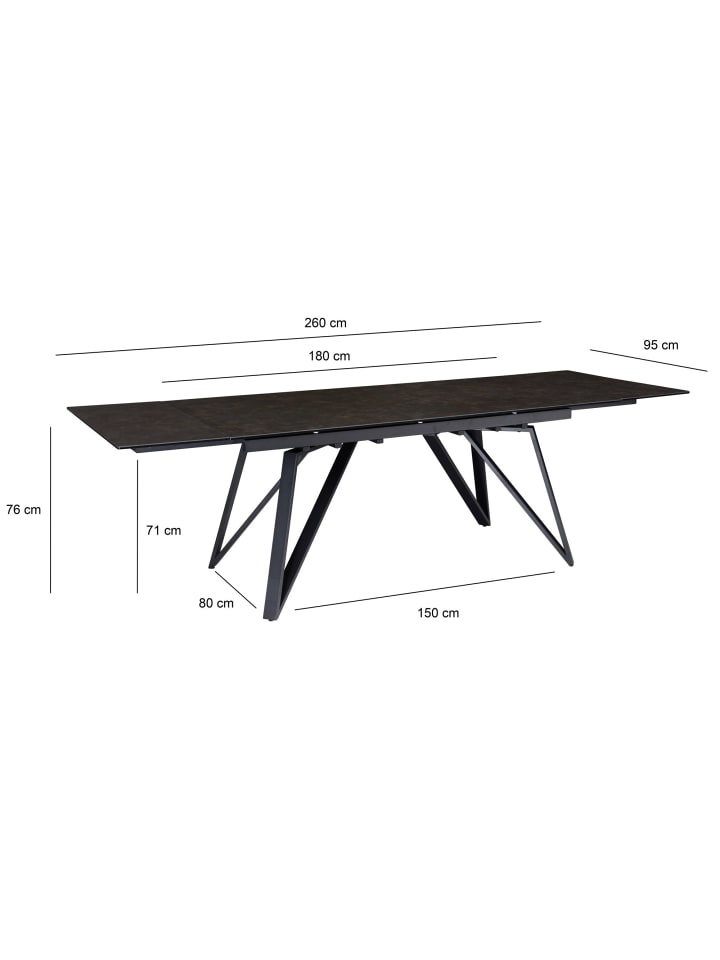 KADIMA DESIGN Esszimmertisch 180 - 260 cm Ausziehbar Keramik Glas , in Schwarz günstig kaufen onesize