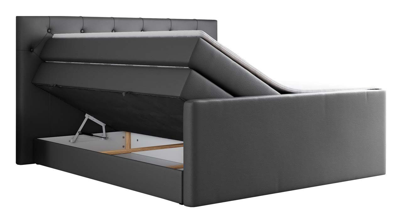 MKS MÖBEL Boxspringbett KING VELEN, Doppelbett mit Multipocket-Matratze, Polsterbett mit Kopfstütze