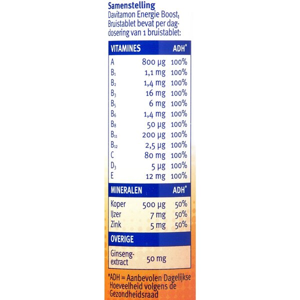 Davitamon Energy Boost¹ Ginseng Effervescent Tablets 20 pieces