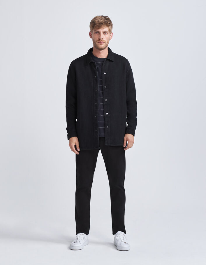 Jogpant COMFORT noir en coton bio texturé Homme