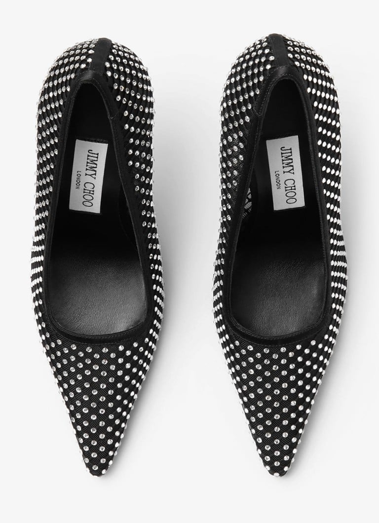 Jimmy Choo Ixia 95 pump made of mesh with rhinestones