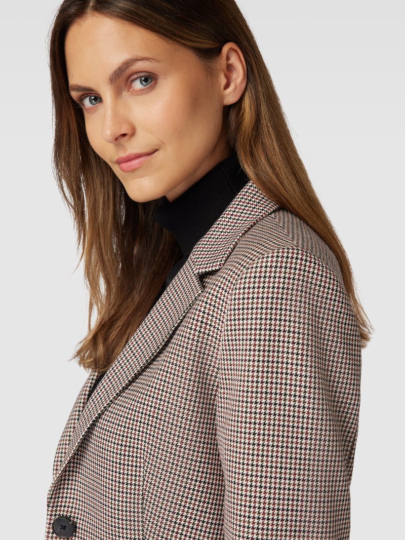 Blazer mit Hahnentrittmuster in camel