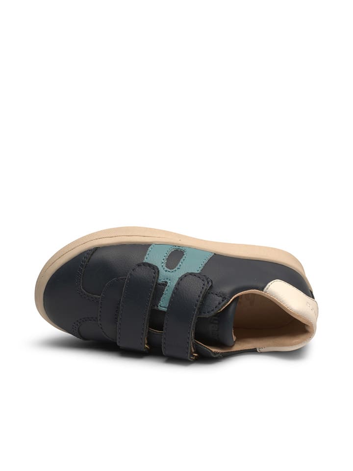 bisgaard Leder-Sneakers in Dunkelblau/ Beige/ Hellblau günstig kaufen