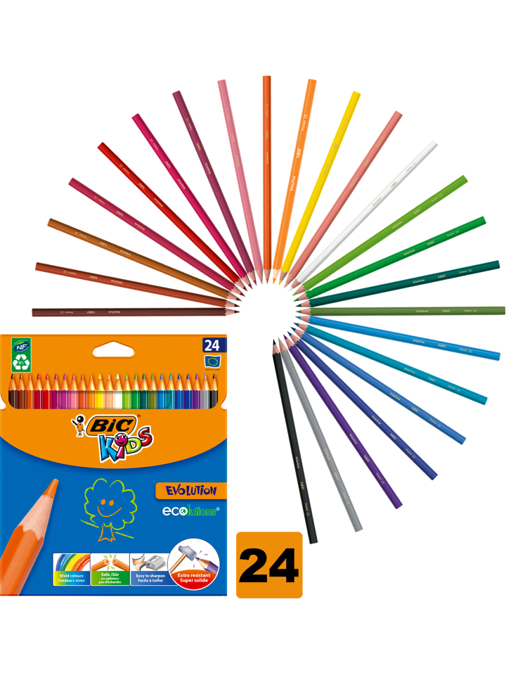 Bic Kids Buntstifte ECOlutions Evolution, zum Malen in 24 Farben, im Karton Etui, ab günstig kaufen onesize