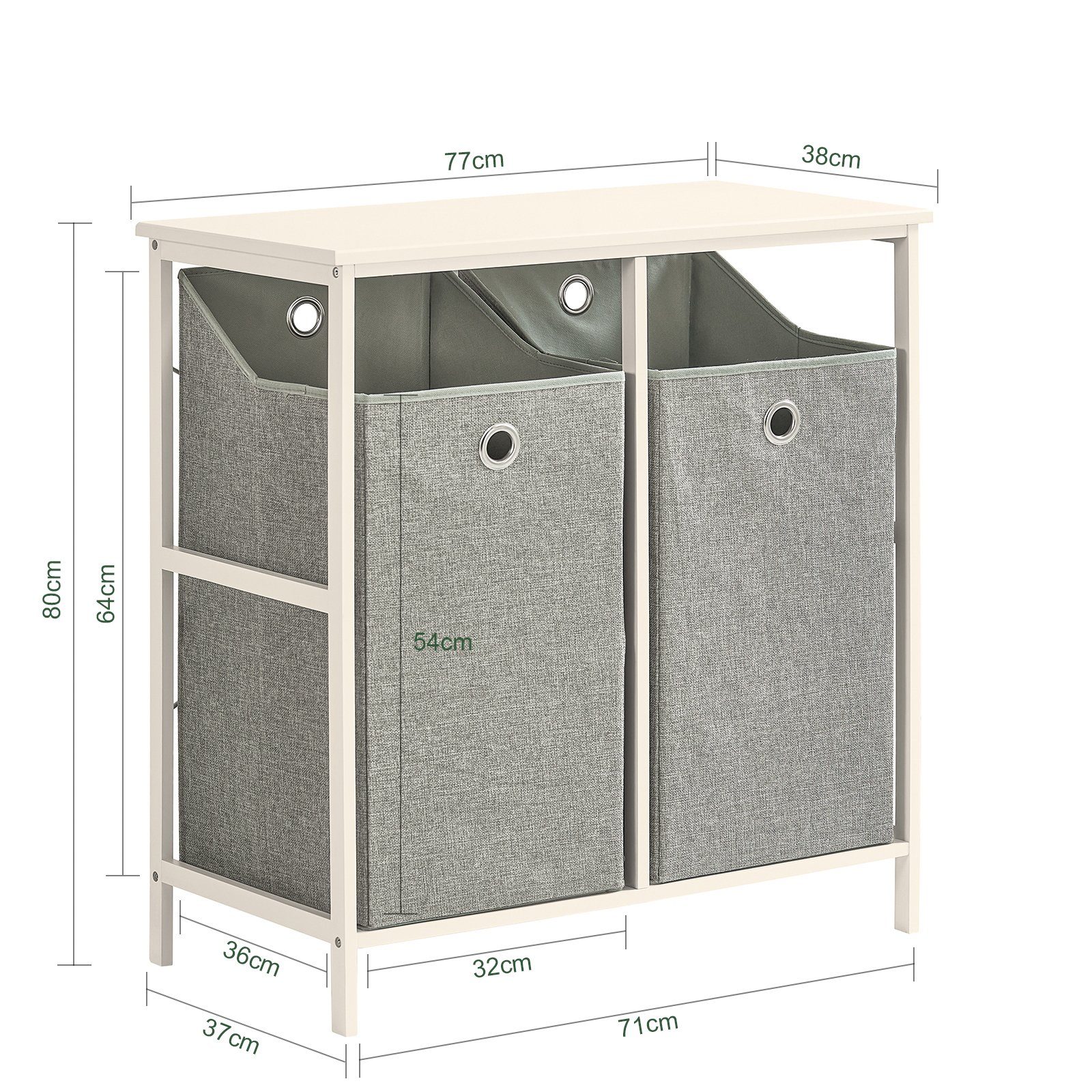 SoBuy Wäscheschrank BZR57 mit 2 abnehmbaren Wäschesäcken Wäschetruhe Wäschesammler Badschrank