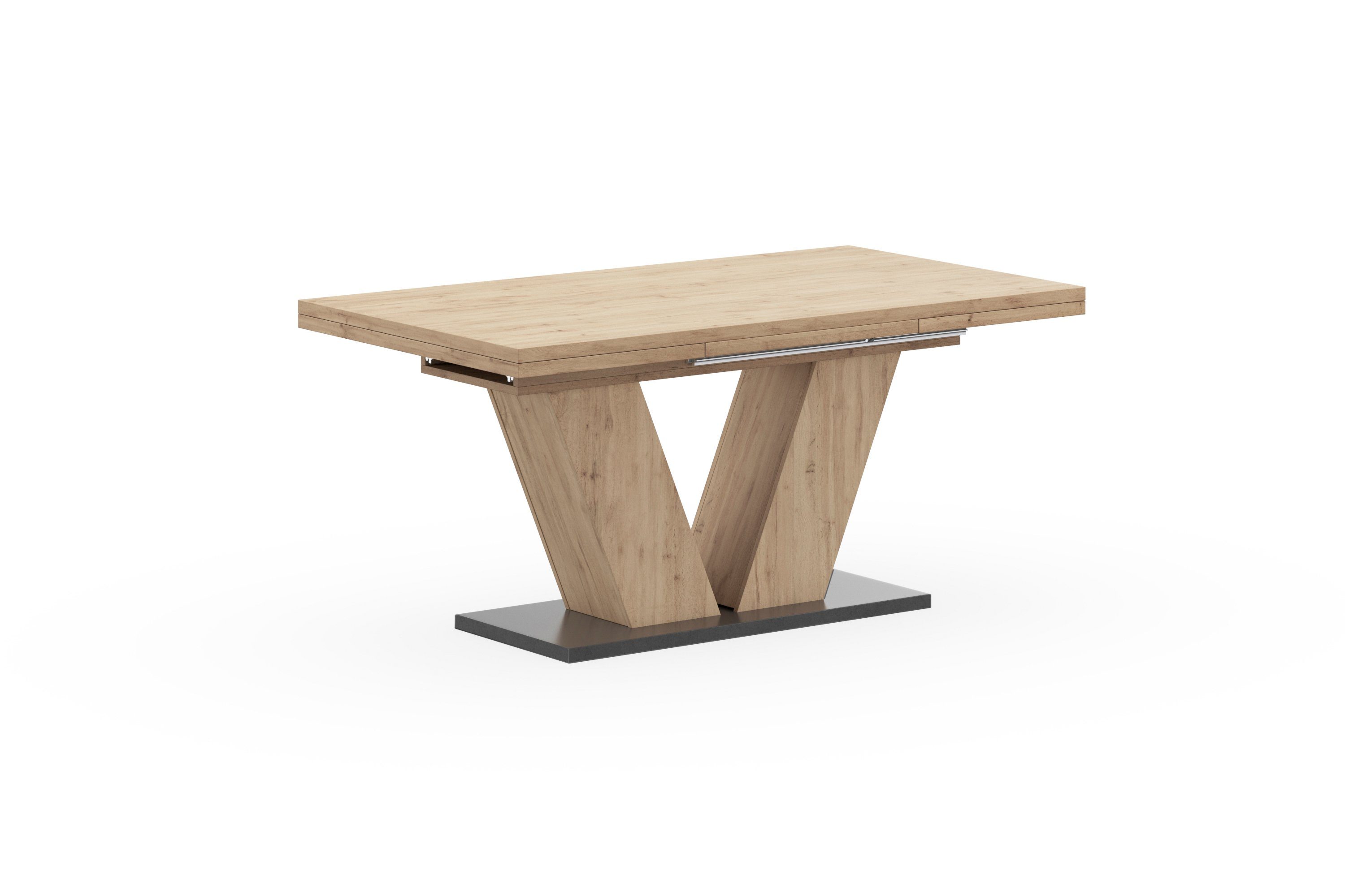 Mäusbacher Esstisch Komfort D, mit V-Gestell in asteichefarben und mit Auszug, Breite 160-260 cm