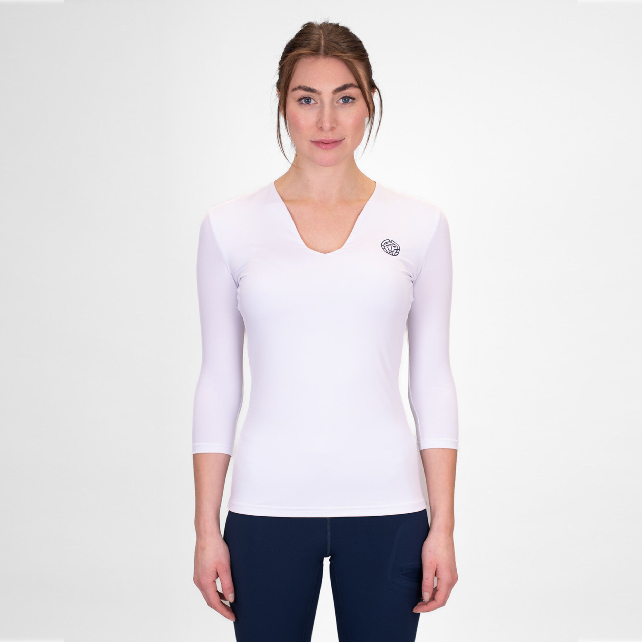 Crew V-Neck Longsleeve Damen - Weiß