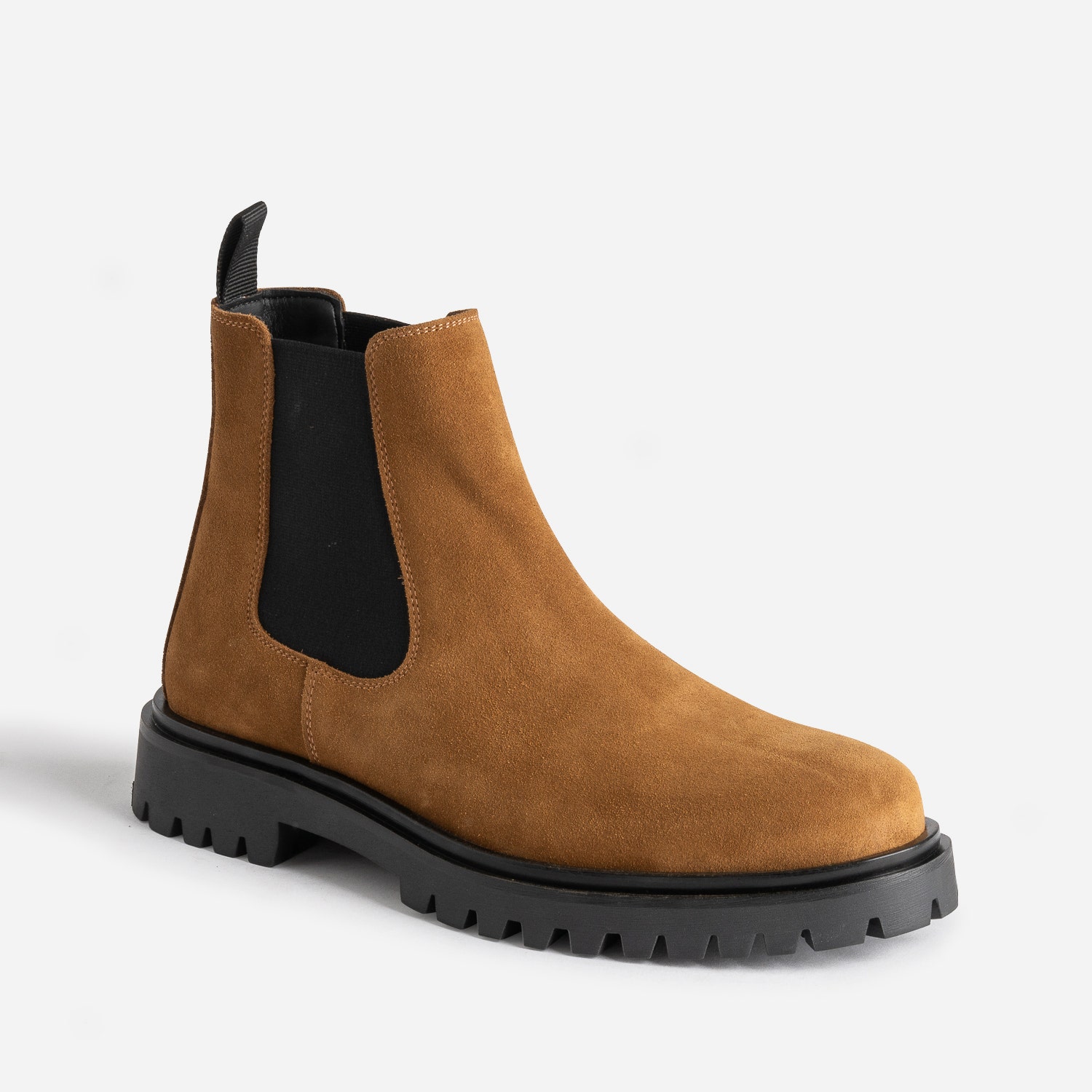 Chelsea boots beige foncé en cuir velours