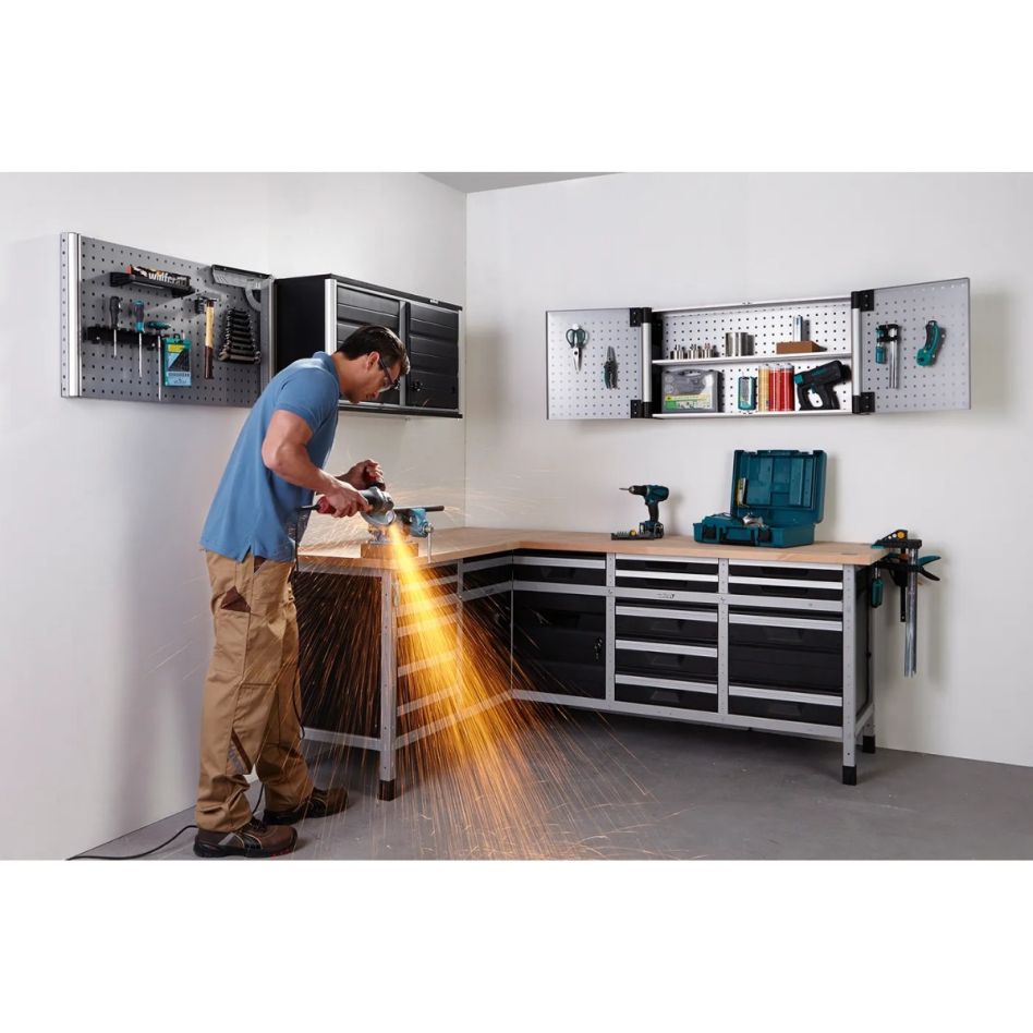 Sistema de taller Wolfcraft 6085000, pared perforada de 960 x 37 x 500 mm