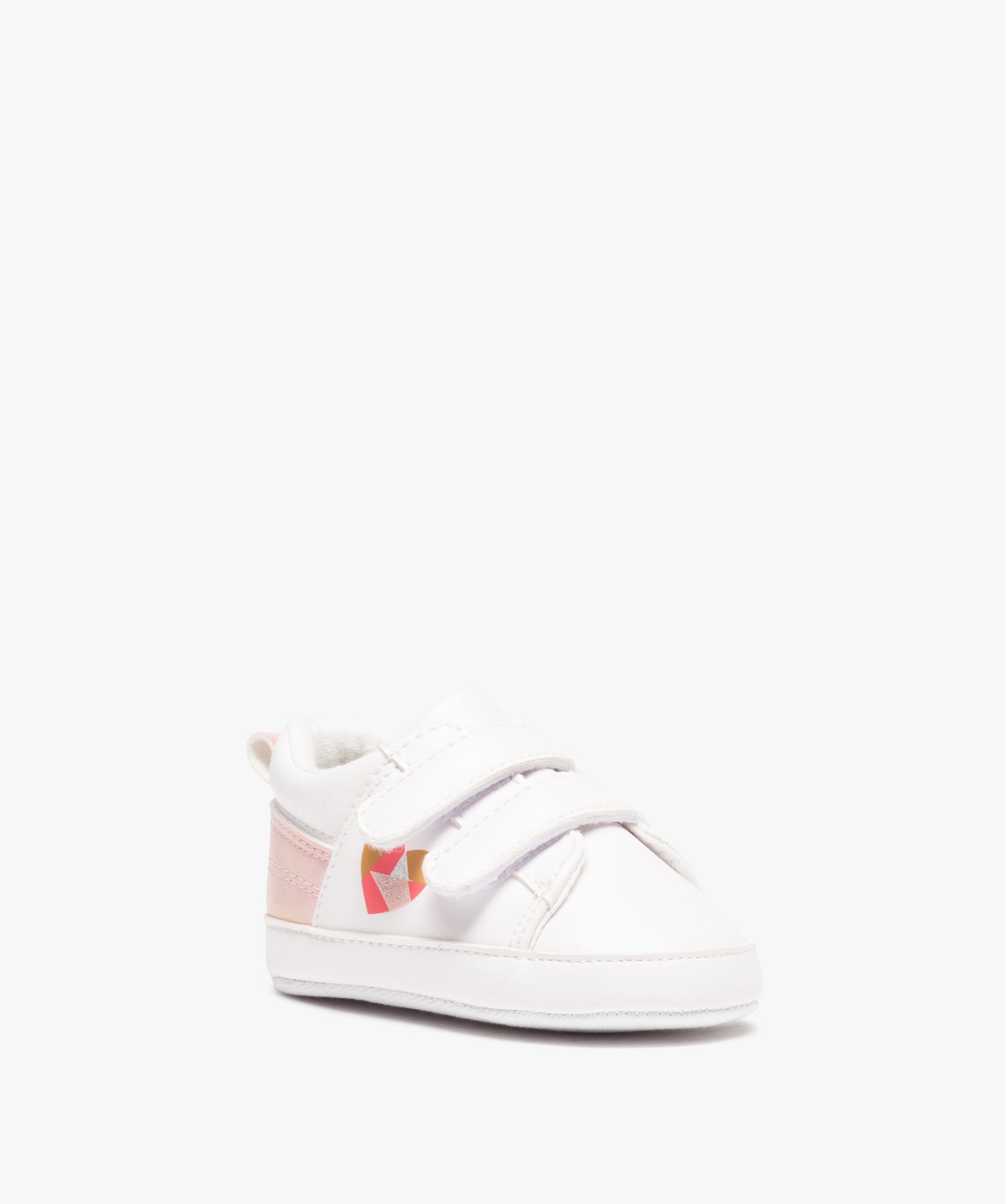 Baskets naissance bébé fille à scratch avec détails scin... blanc | GEMO