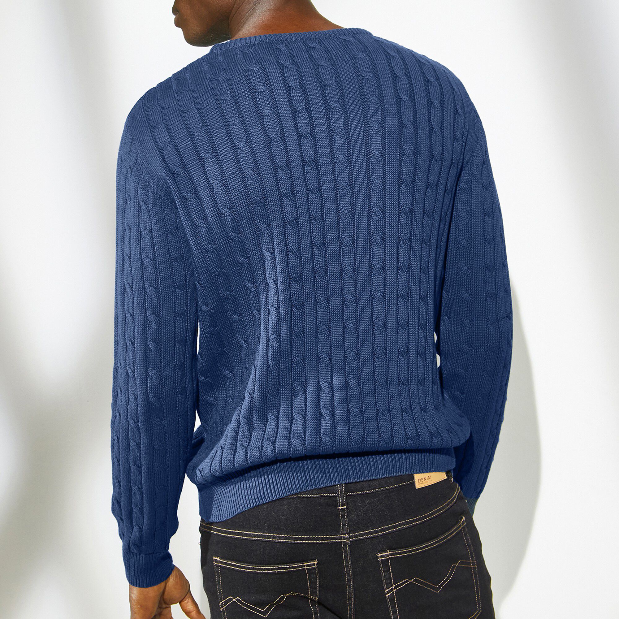 Pull col rond maille torsades