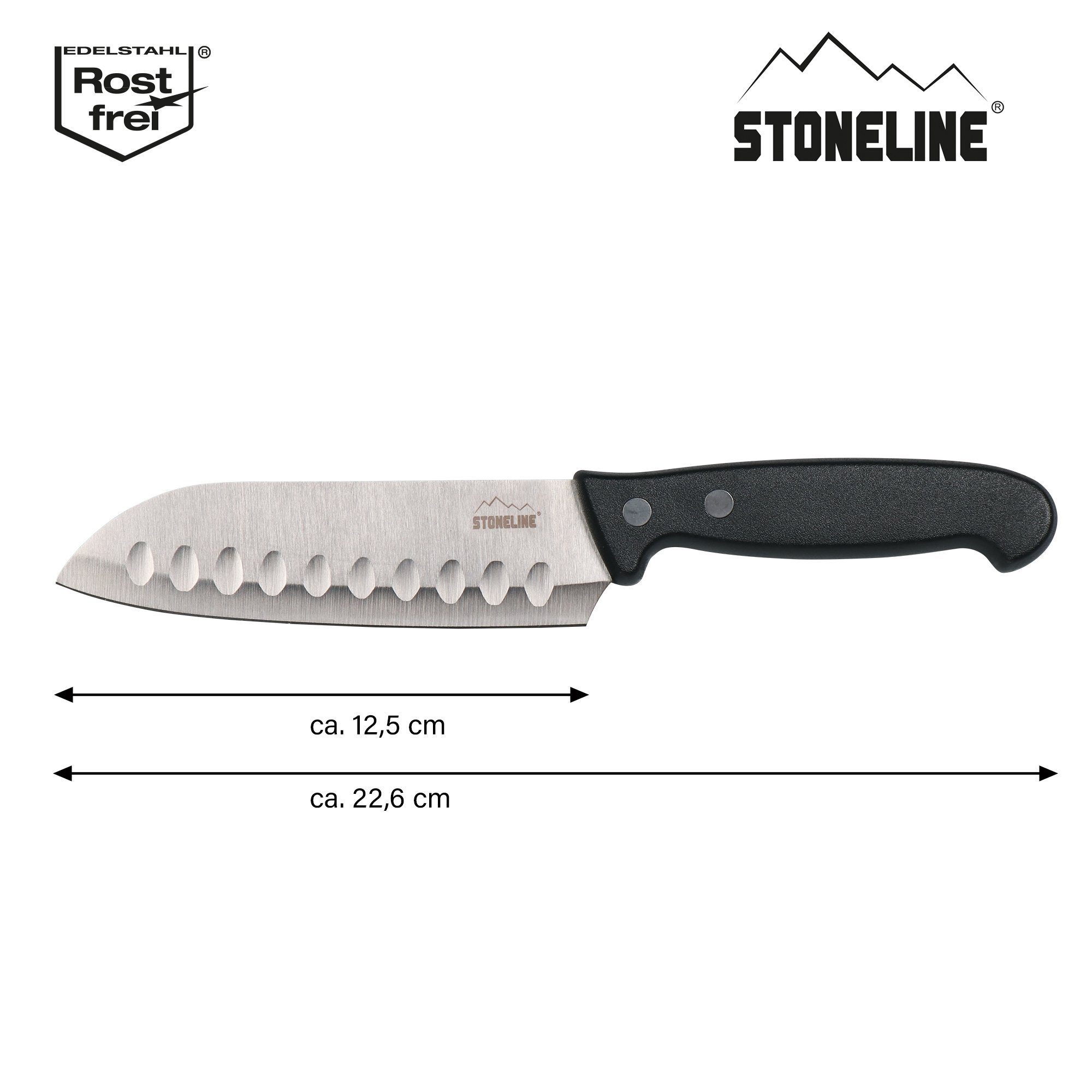 STONELINE Santokumesser, Edelstahl rostfrei, mit Klingenschutz, Designed in Germany