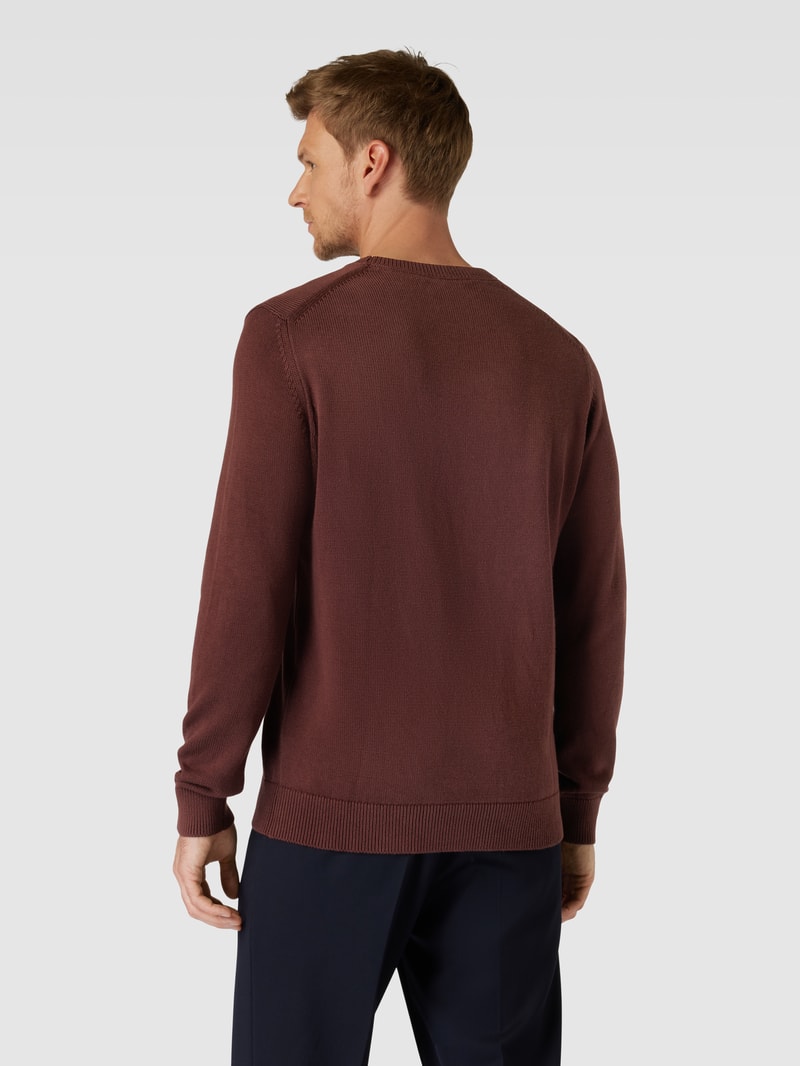 Strickpullover mit Label-Stitching in bordeaux rot