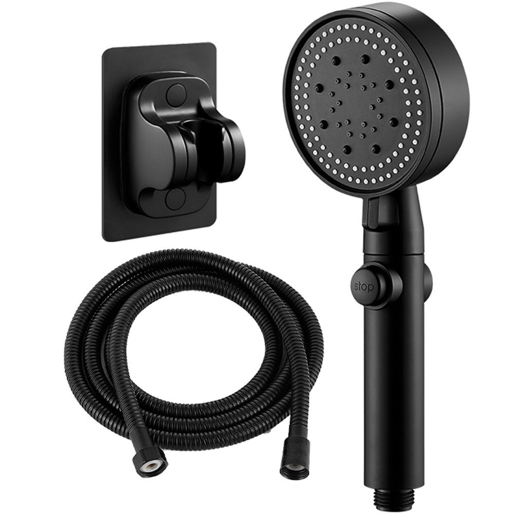 Bedee Handbrause Hochdruck Duschkopf Handbrause Wassersparende Duschbrause ‎Schwarz, (Set, 1-tlg., mit 1.5M Schlauch Duschkopf Wassersparend 5 Strahlarten), Duschkopf, Handbrause für Badezimmer
