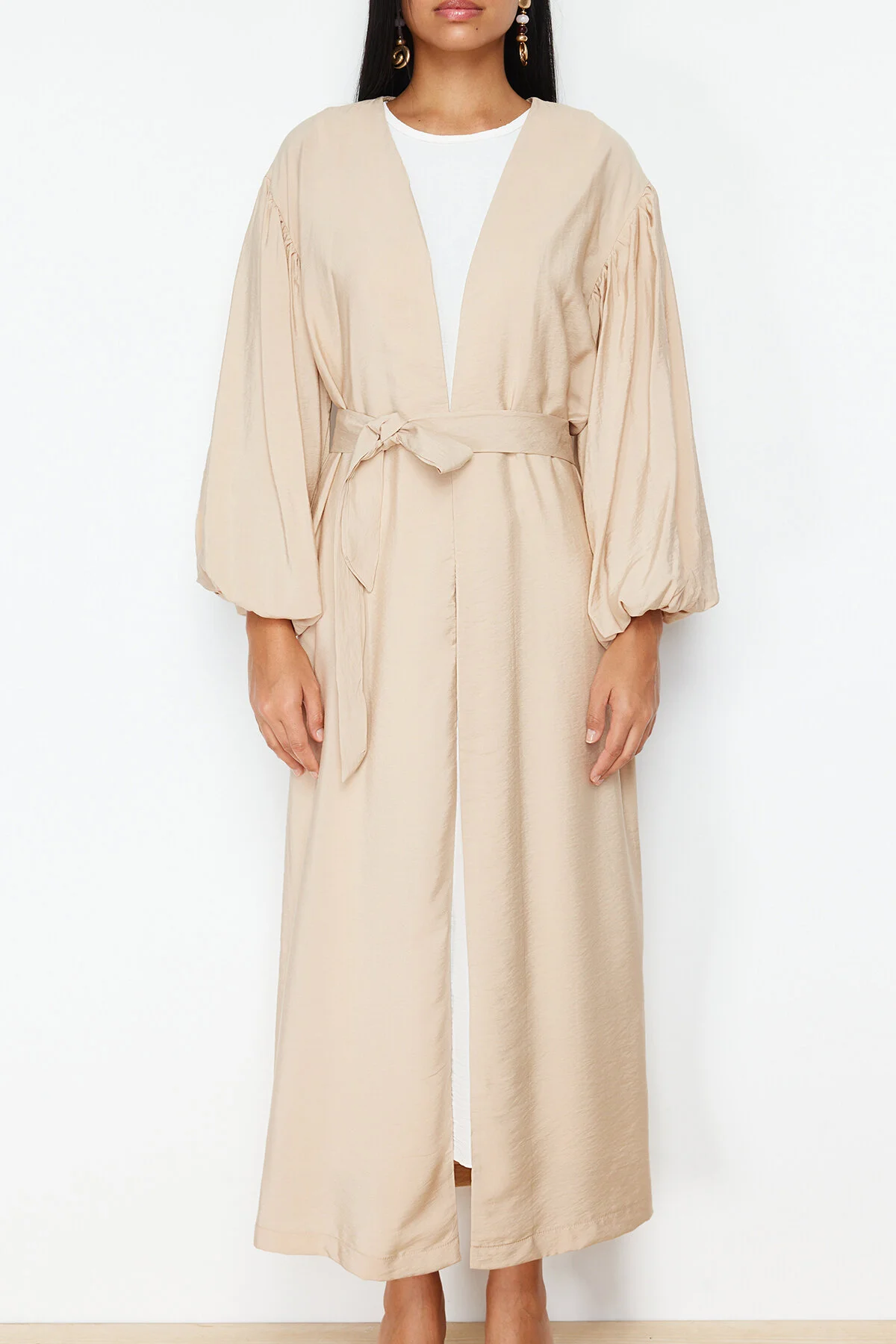 Trendyol Modest  Lange gewebte Mütze mit Steingürtel & Ferace & Abaya TCTSS24KF00001