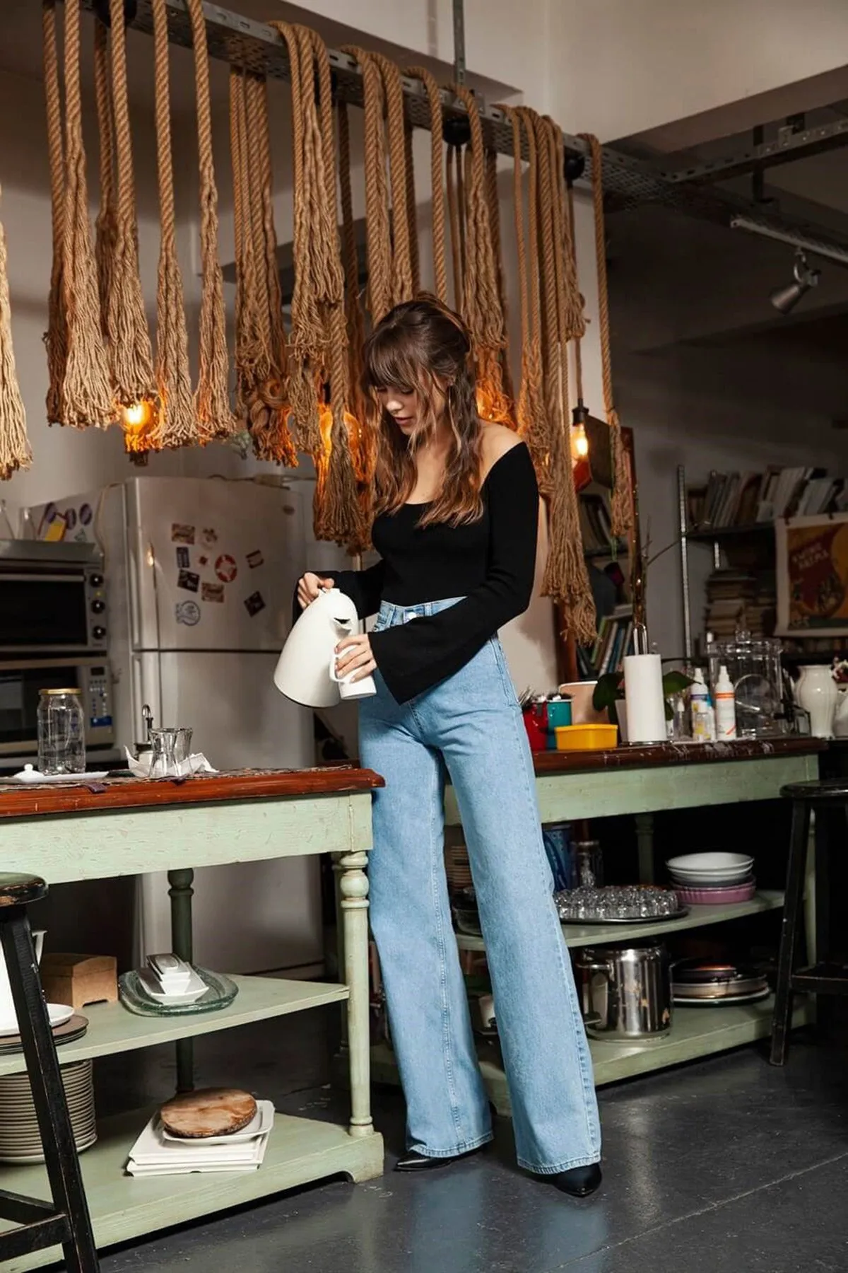 VATKALI  Jeans mit weitem Bein in Eisblau