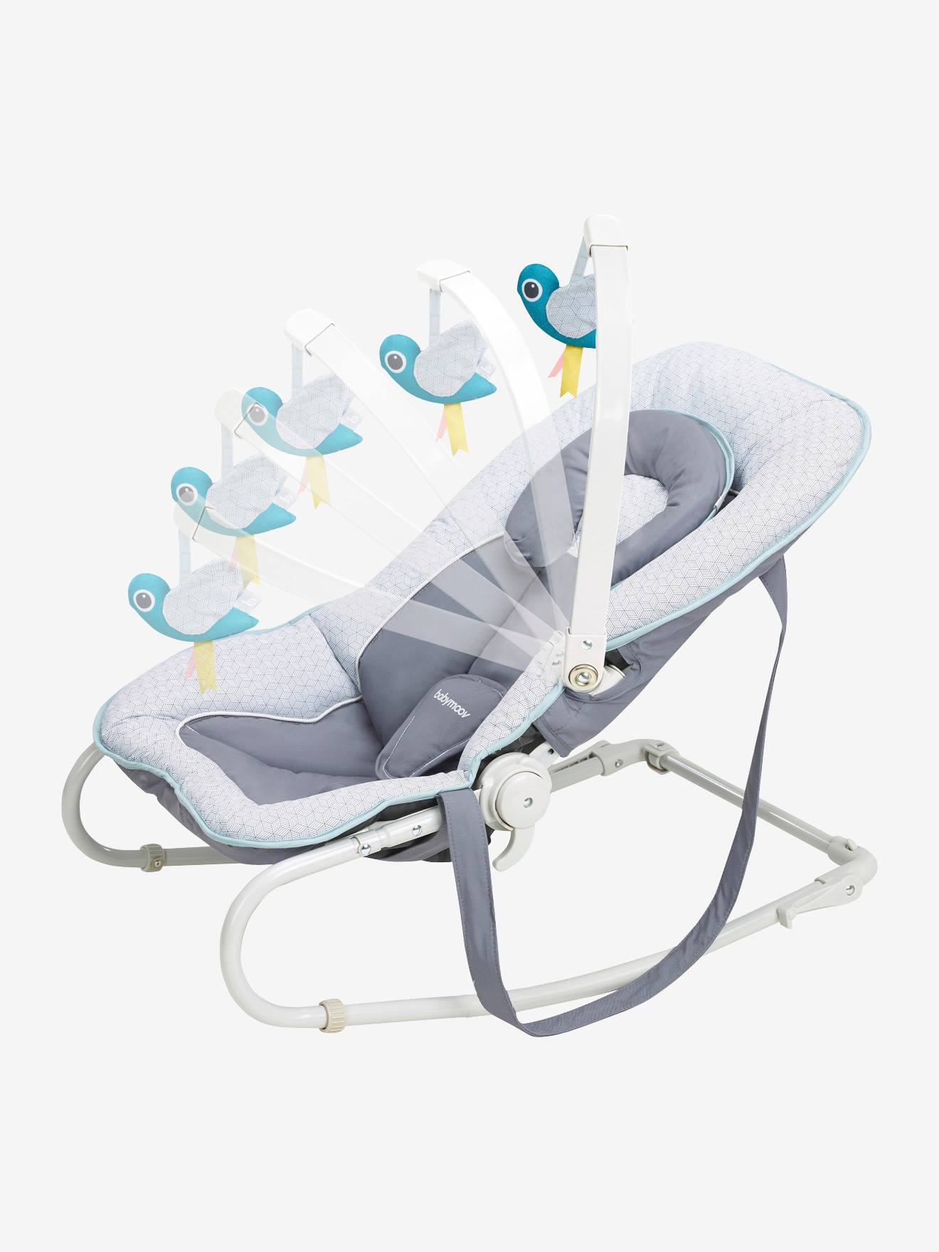 Babymoov Babywippe mit Spielzeug GRAPHIK BABYMOOV - grau/pfirsich