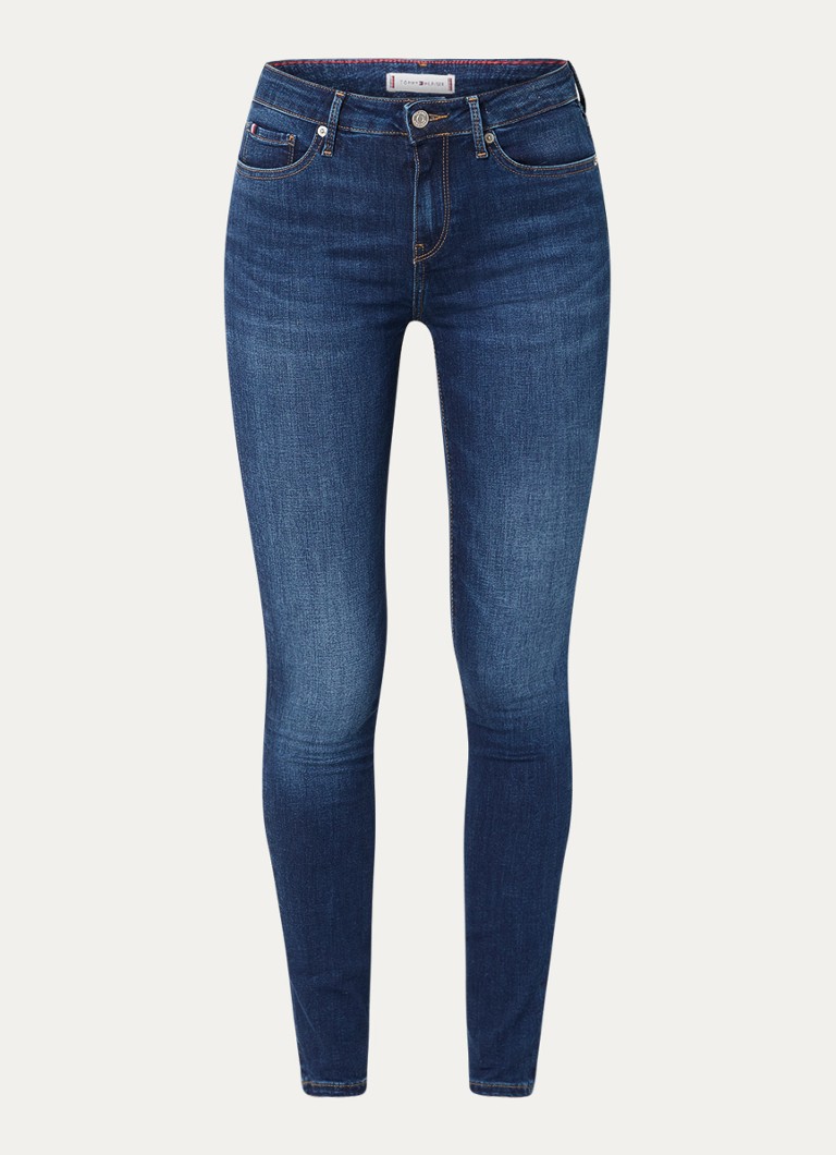 Blugi skinny Tommy Hilfiger Como, talie medie, albastru închis