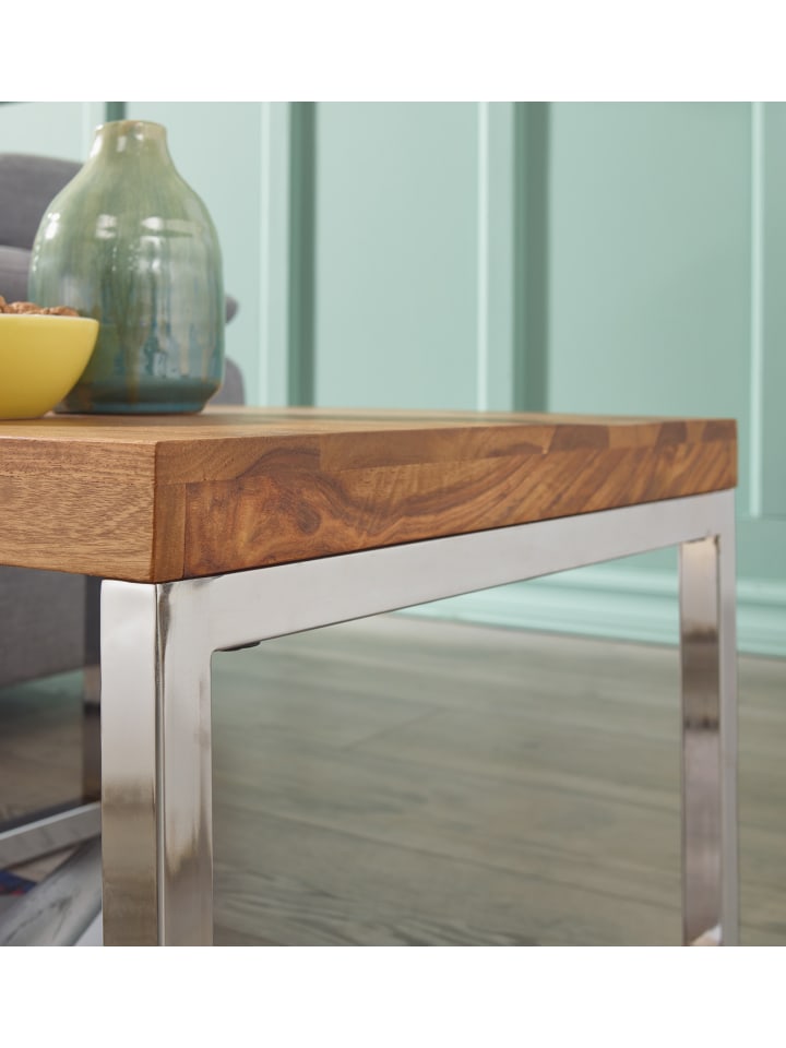 KADIMA DESIGN Beistelltisch GUNA Massiv-Holz Wohnzimmer-Tisch günstig kaufen
